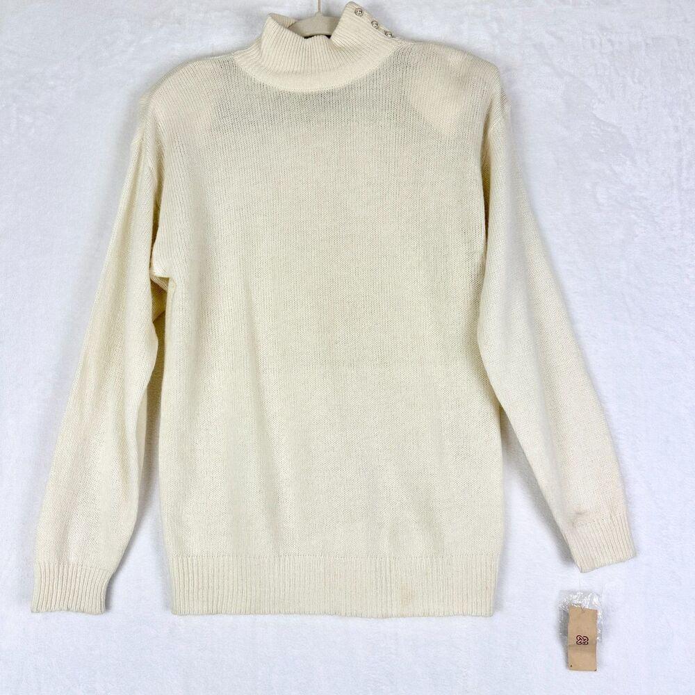 Vintage Gallagher Lambswool Angora Turtleneck Sweater Size Small NWT NOS Cream